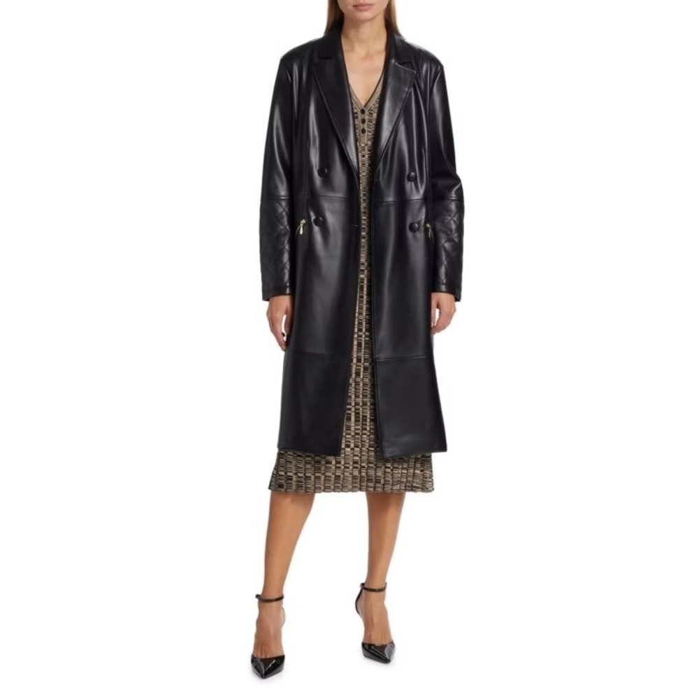 NWT Elie Tahari Dina Faux Leather Trench Coat / Size 4 / MSRP $425 / Classic